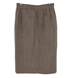 Vintage Oscar De La Renta Plaid Pencil Skirt Brown White Size 12